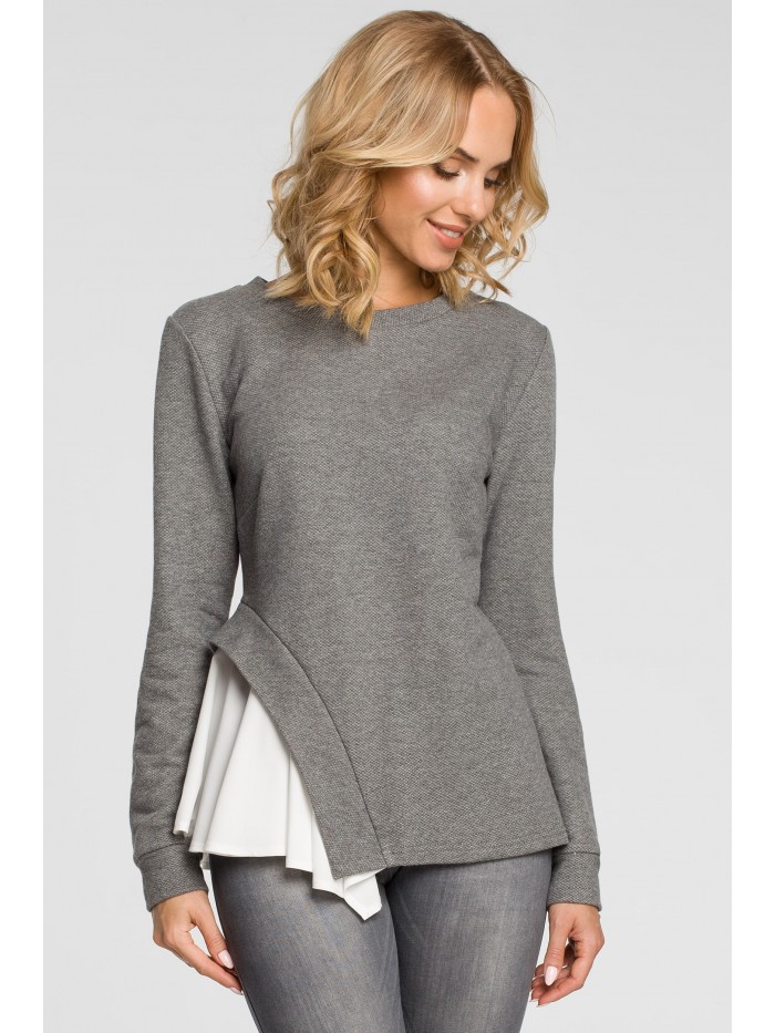 M333 Asymmetric layered blouse - grey