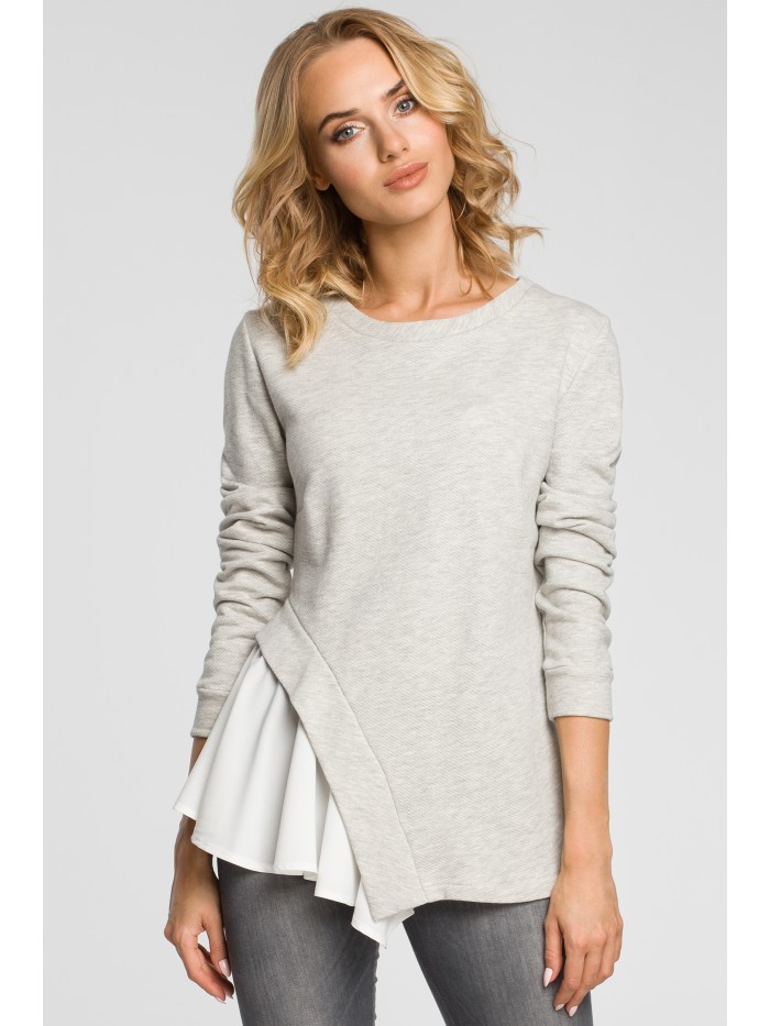 M333 Asymmetric layered blouse - light grey