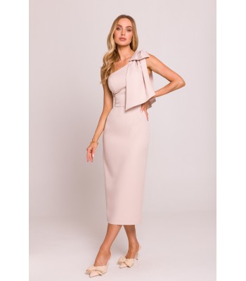 M847 One shoulder bow dress...