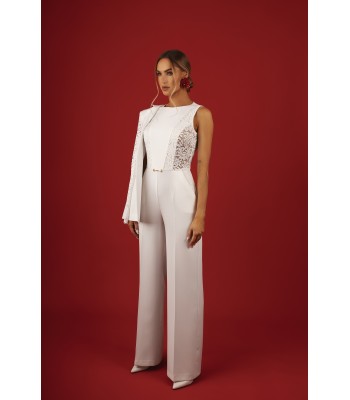 M866 Lace panels jumpsuit -...