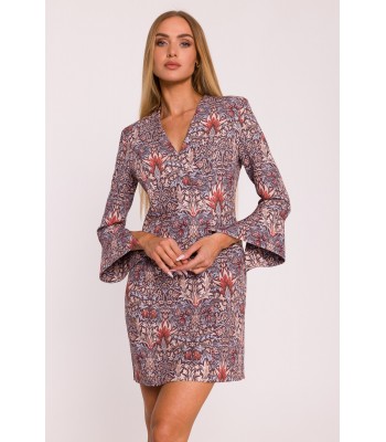 M877 Print dress with wide...