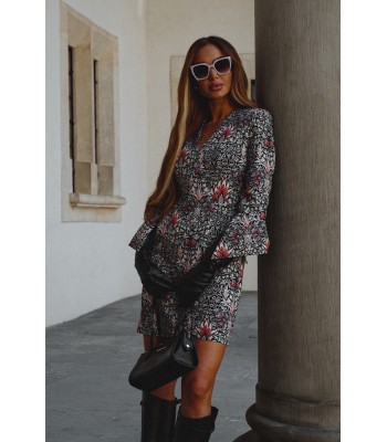 M877 Print dress with wide...