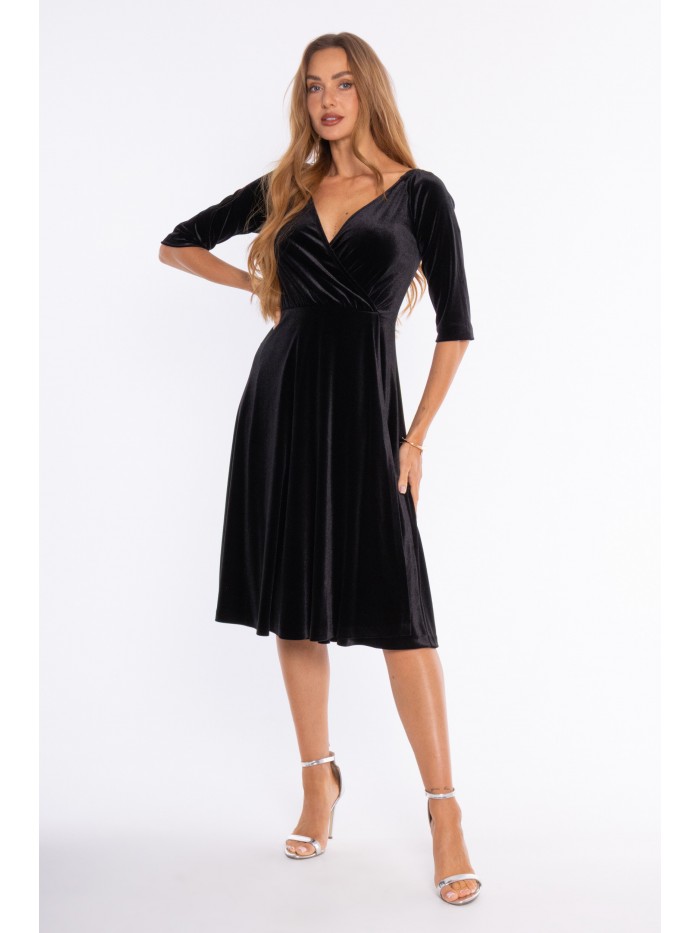 M935 Velvet wrap dress - black